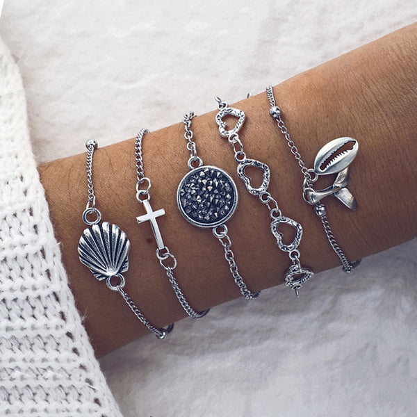 30 Styles Mix Turtle Heart Pearl Wave LOVE Crystal Marble Charm Bracelets - Mazzolah