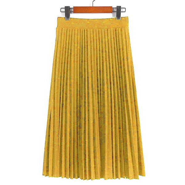 Spring Autumn Fashion Women's High Waist Pleated Solid Color Half Length Elastic Skirt - Mazzolah