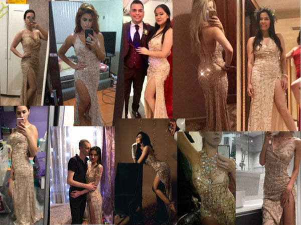 Night club elegant gold shiny sequin long evening maxi spring party dress - Mazzolah