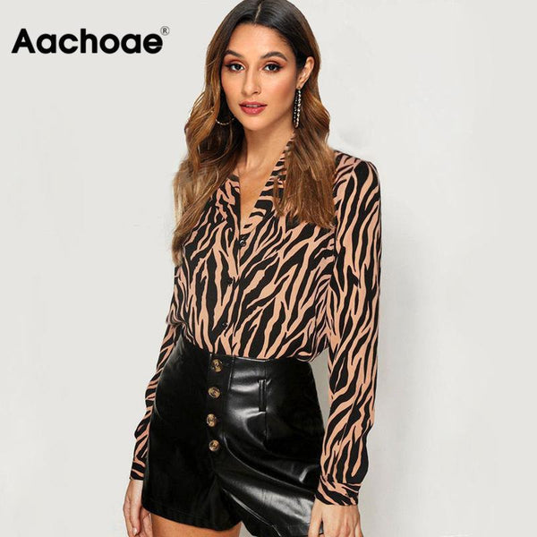 Women Blouses Long Sleeve Chiffon Zebra wonderfull fashion - Mazzolah