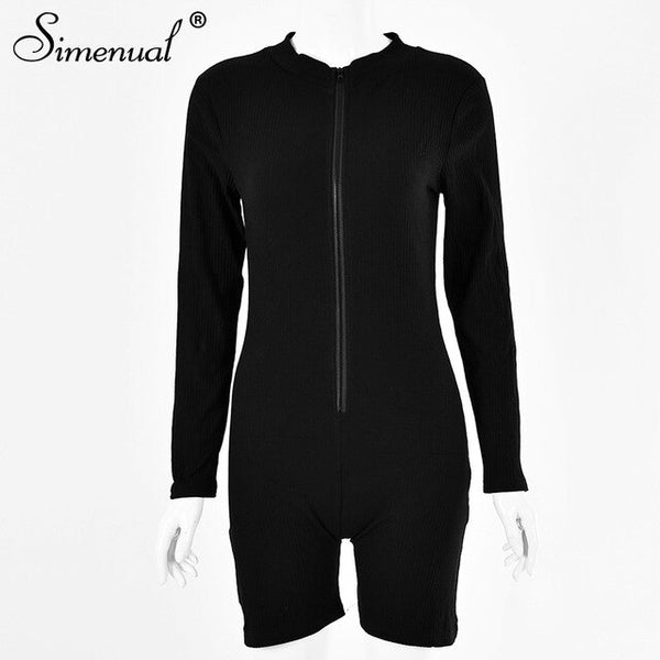 Casual Skinny Biker Shorts Playsuits Women Long Sleeve - Mazzolah