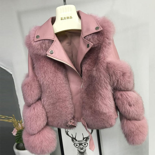 Genuine Natural Fox Fur Jacket Outwear Luxury Women 2020 Winter - Mazzolah