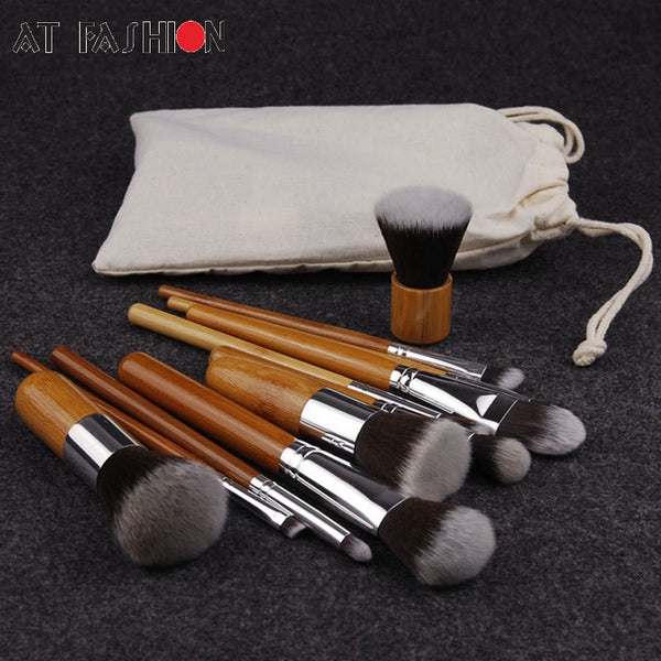 11PCS Professional Bamboo Makeup Brushes Set - Mazzolah