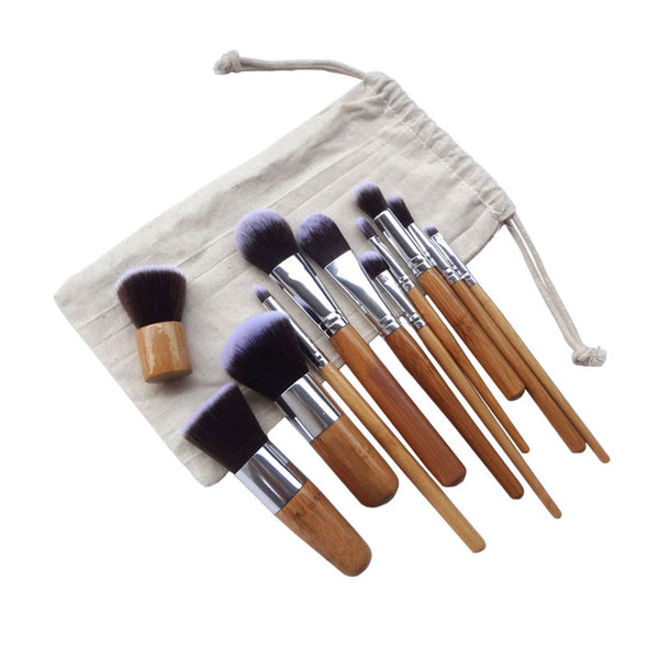 11PCS Professional Bamboo Makeup Brushes Set - Mazzolah