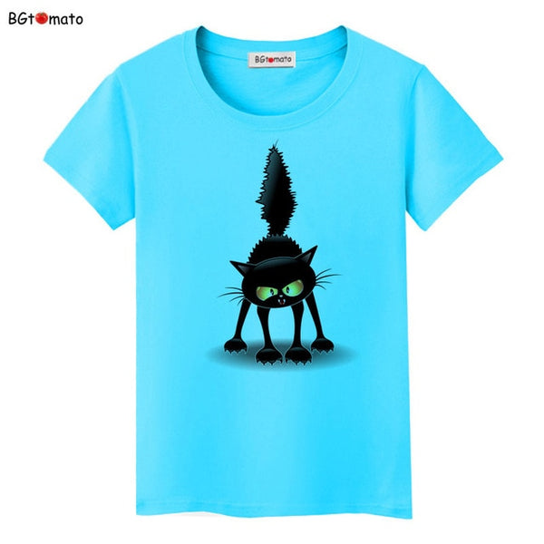 Summer Tops Funny 3D CAT Print Women T-Shirt - Mazzolah