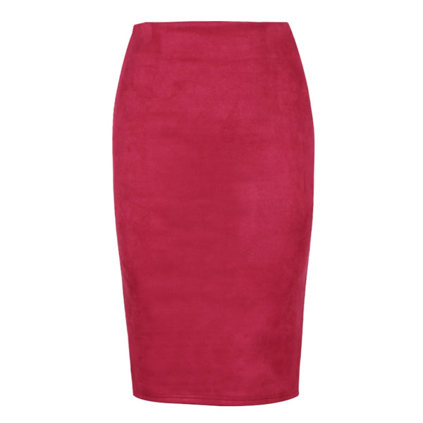 Sexy Multi Color Suede Midi Pencil Skirt Women - Mazzolah