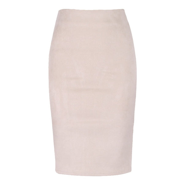 Sexy Multi Color Suede Midi Pencil Skirt Women - Mazzolah