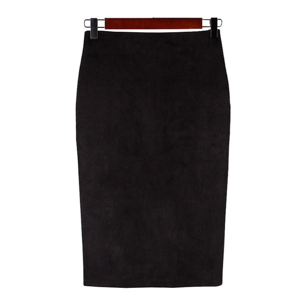 Sexy Multi Color Suede Midi Pencil Skirt Women - Mazzolah