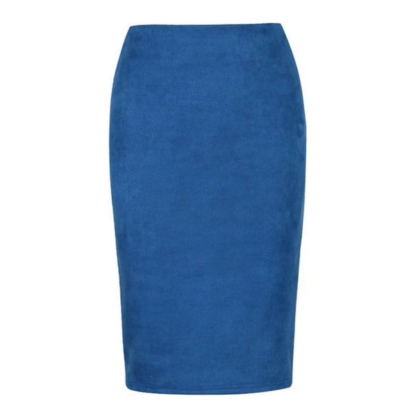 Sexy Multi Color Suede Midi Pencil Skirt Women - Mazzolah