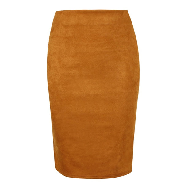 Sexy Multi Color Suede Midi Pencil Skirt Women - Mazzolah