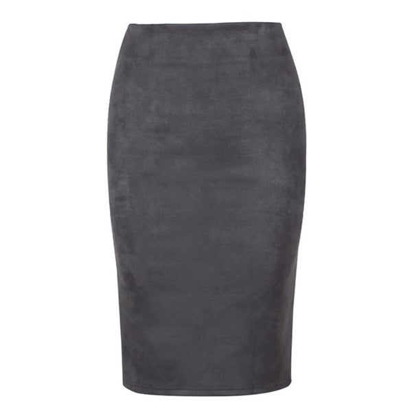 Sexy Multi Color Suede Midi Pencil Skirt Women - Mazzolah