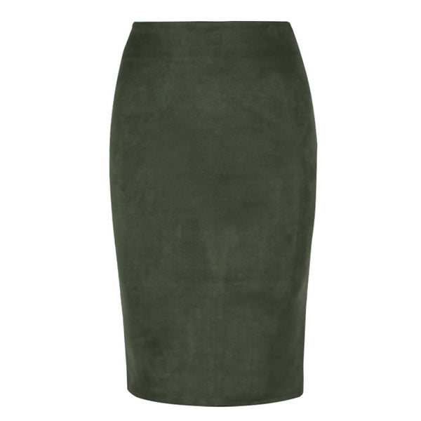 Sexy Multi Color Suede Midi Pencil Skirt Women - Mazzolah