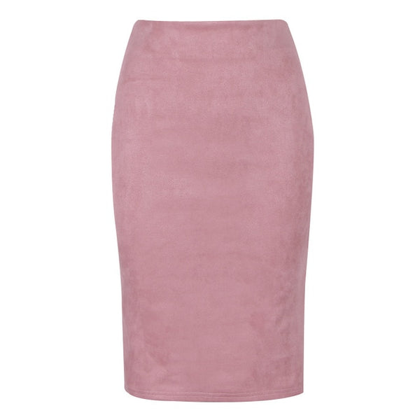 Sexy Multi Color Suede Midi Pencil Skirt Women - Mazzolah