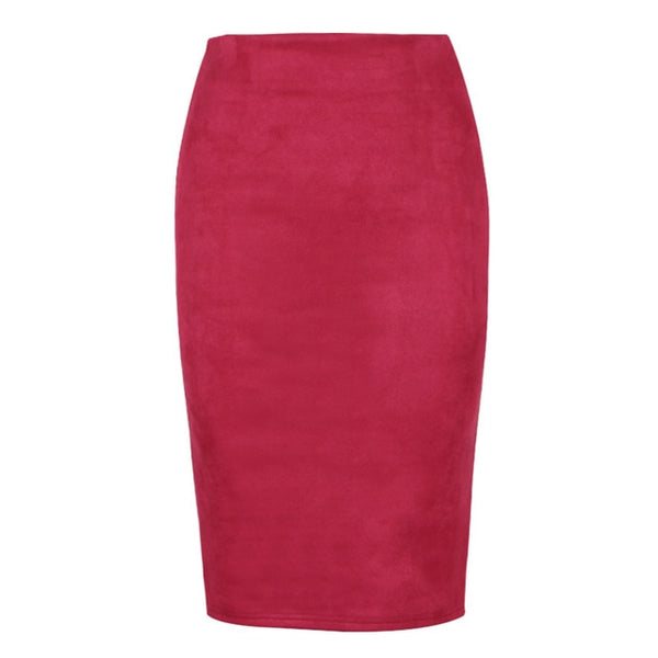Sexy Multi Color Suede Midi Pencil Skirt Women - Mazzolah