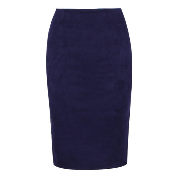 Sexy Multi Color Suede Midi Pencil Skirt Women - Mazzolah