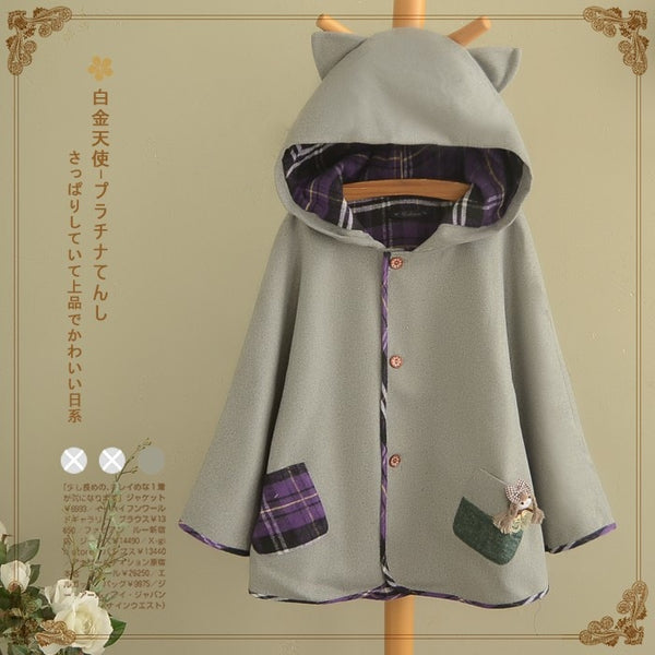 Cat Ear Pocket Tail Cape Women - Mazzolah