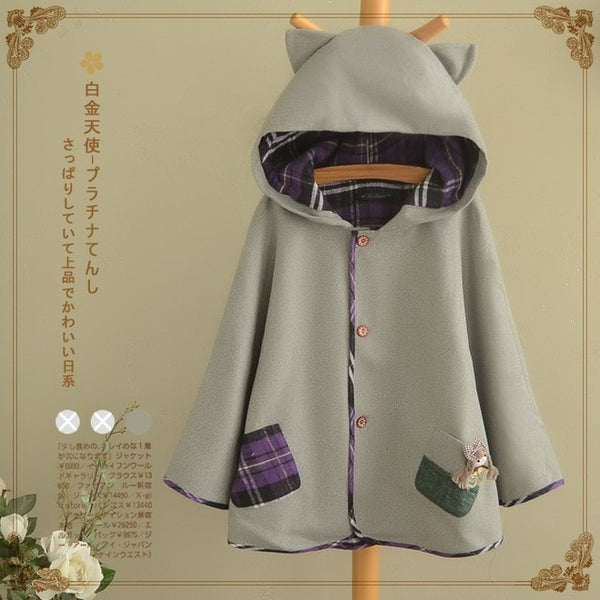 Cat Ear Pocket Tail Cape Women - Mazzolah