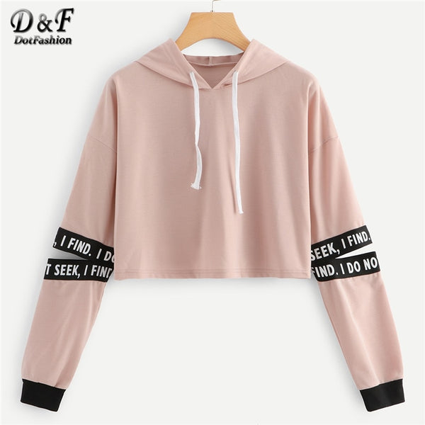 Pink Letter Drawstring Hoodie - Mazzolah
