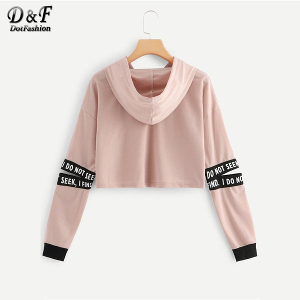 Pink Letter Drawstring Hoodie - Mazzolah