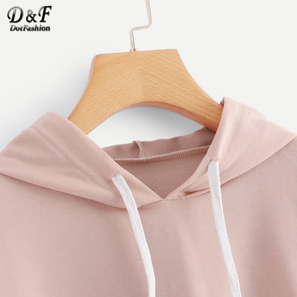 Pink Letter Drawstring Hoodie - Mazzolah