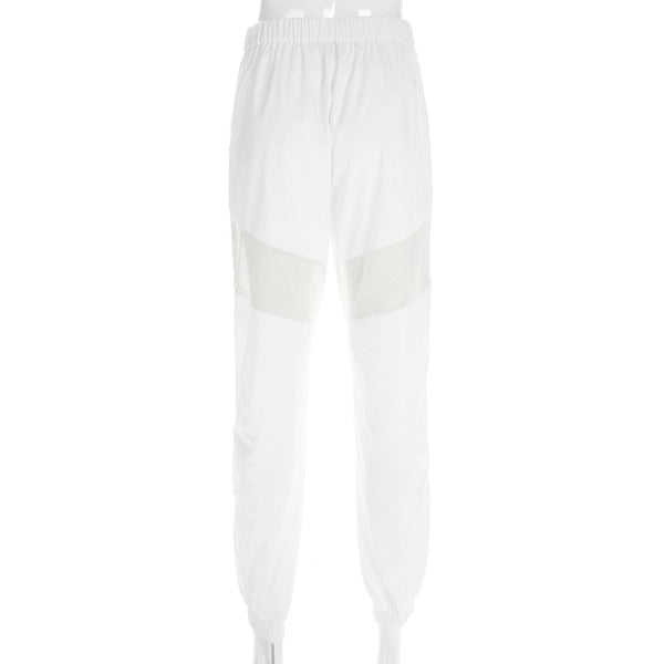 White Pants Elastic High Waist Trousers - Mazzolah