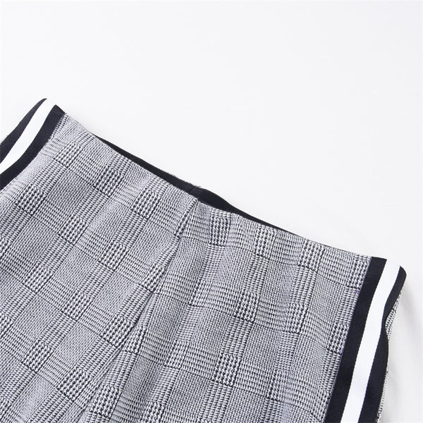 Elastic Stretchy Side Striped Plaid Pencil Pants - Mazzolah