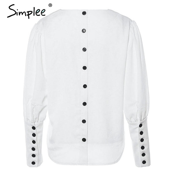 V neck women blouse shirt Puff sleeve - Mazzolah