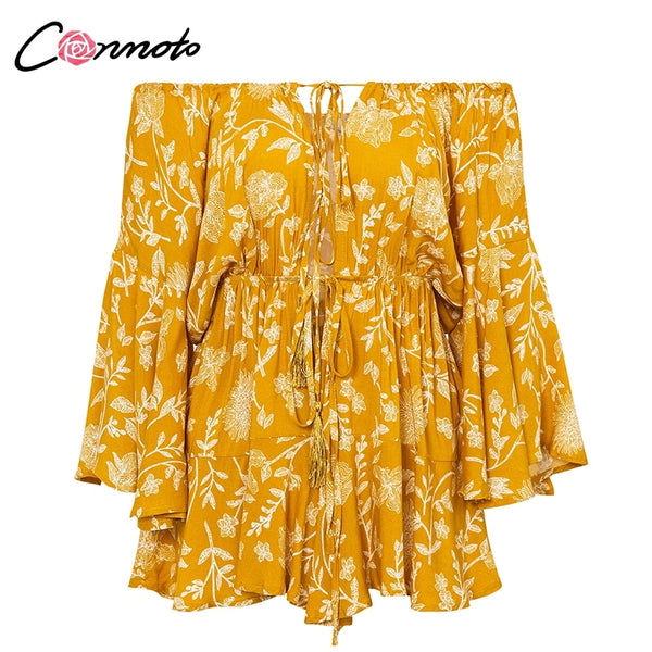 Conmoto Ruffles Summer Vintage Women Casual  Rompers - Mazzolah