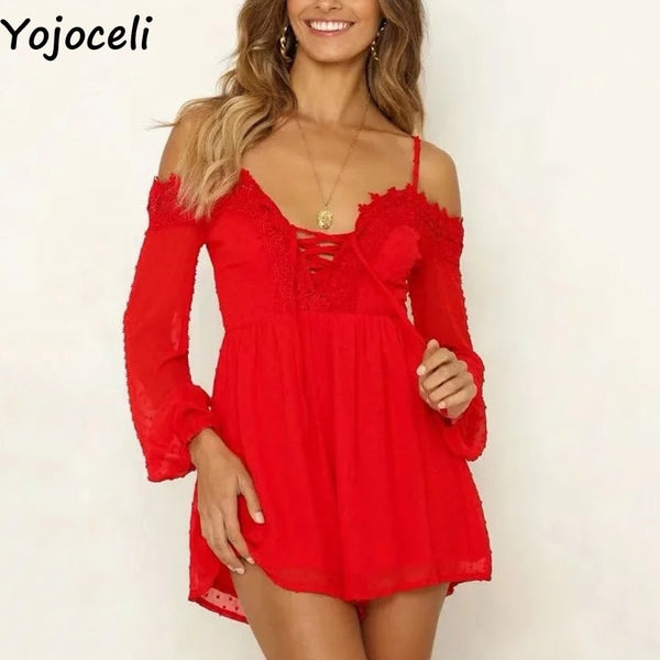 Sexy white lace elegant romper - Mazzolah