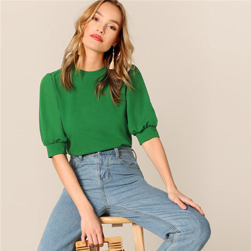 SHEIN Ladies Casual Green  Blouse - Mazzolah