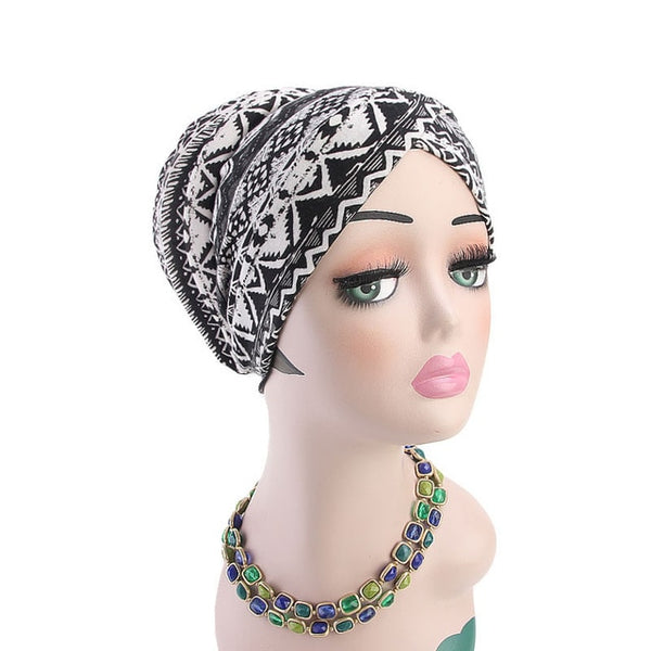 New Bohemian Printed Turban Cap Sponge Muslim - Mazzolah