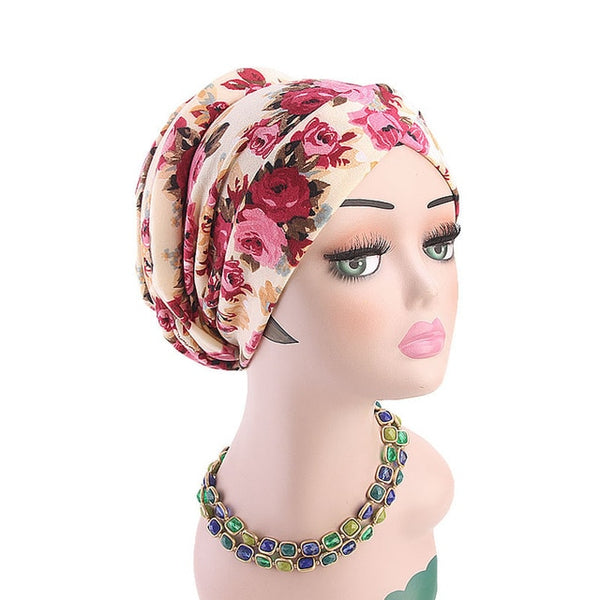 New Bohemian Printed Turban Cap Sponge Muslim - Mazzolah