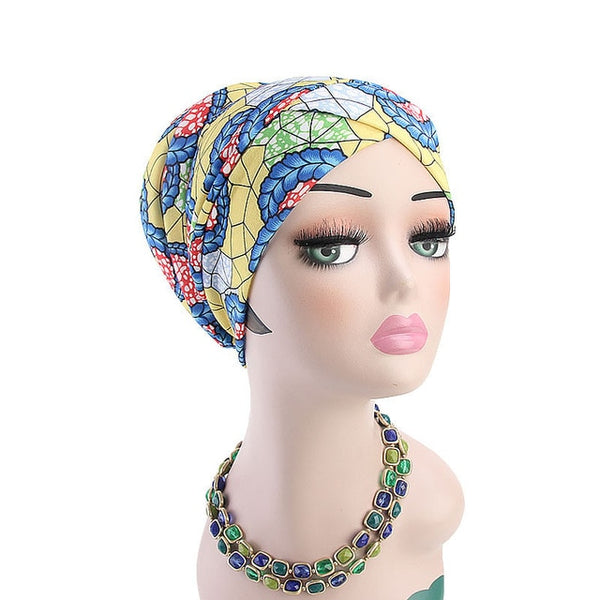 New Bohemian Printed Turban Cap Sponge Muslim - Mazzolah