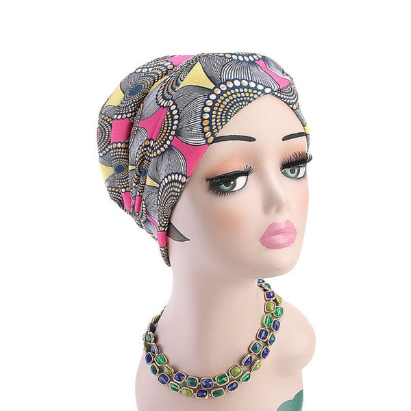 New Bohemian Printed Turban Cap Sponge Muslim - Mazzolah