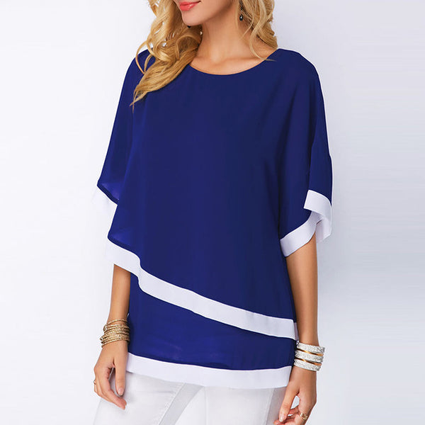Chiffon Blouse Casual Short Sleeve Women - Mazzolah