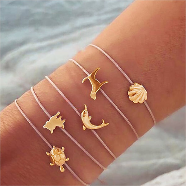 30 Styles Mix Turtle Heart Pearl Wave LOVE Crystal Marble Charm Bracelets - Mazzolah