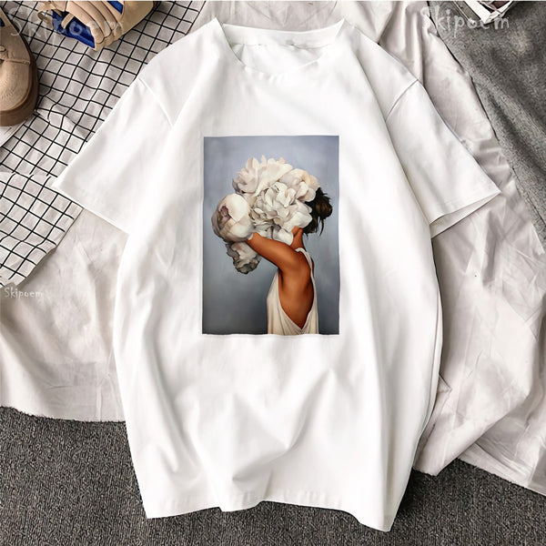 New Cotton Tshirt Sexy Flowers - Mazzolah