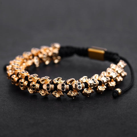 Gold Skull Braided Bracelet - Mazzolah
