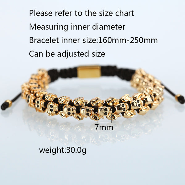 Gold Skull Braided Bracelet - Mazzolah