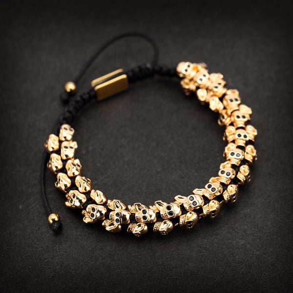 Gold Skull Braided Bracelet - Mazzolah