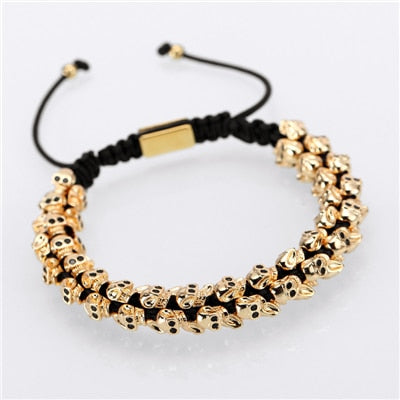 Gold Skull Braided Bracelet - Mazzolah