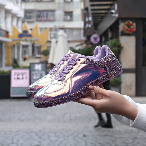 Women Sneakers Gold Glitter Shinny - Mazzolah