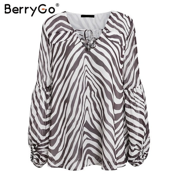 Women blouse shirt Zebra stripe - Mazzolah