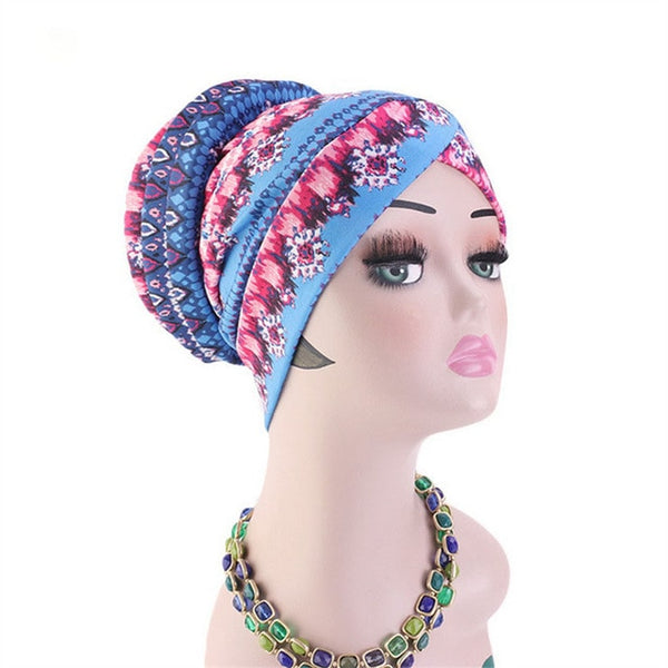 New Bohemian Printed Turban Cap Sponge Muslim - Mazzolah
