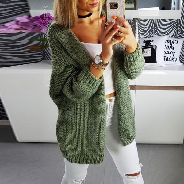 Sweater Women Cardigan Knitted Coat Casual Long Sleeve dress - Mazzolah