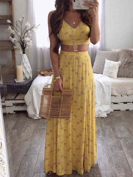 Summer Floral Print Cami Sexy V Neck Short - Mazzolah