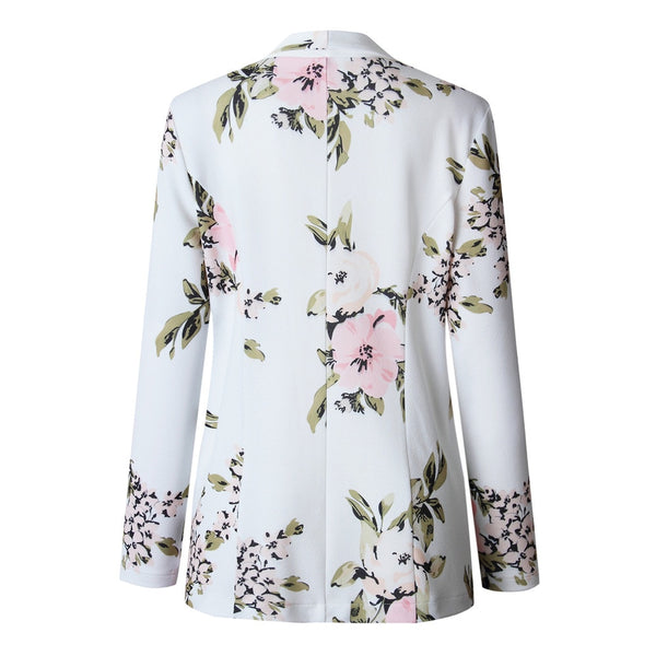 Floral Long Sleeve Blazer Notched Collar Coat Female Outerwear z0521 - Mazzolah