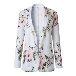 Floral Long Sleeve Blazer Notched Collar Coat Female Outerwear z0521 - Mazzolah