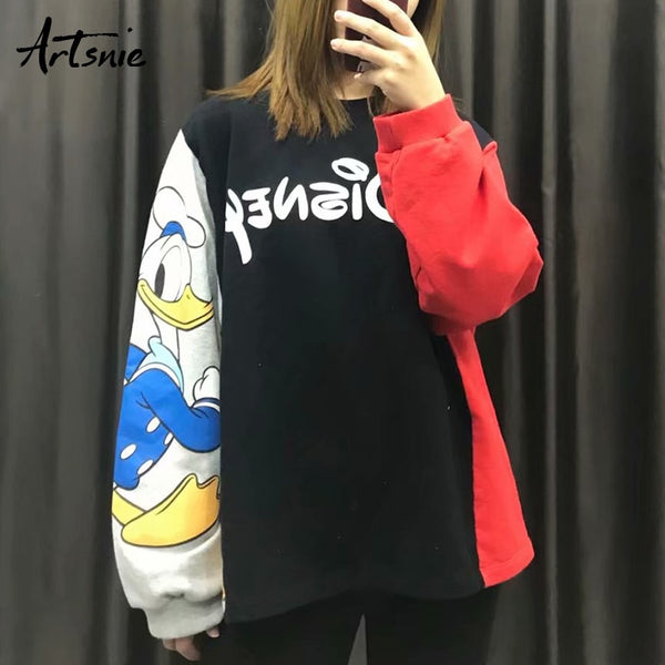 streetwear cartoon print women sweatshirt - Mazzolah