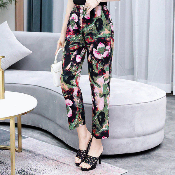 Women Pants Korean Cotton Linen Elastic Waist - Mazzolah